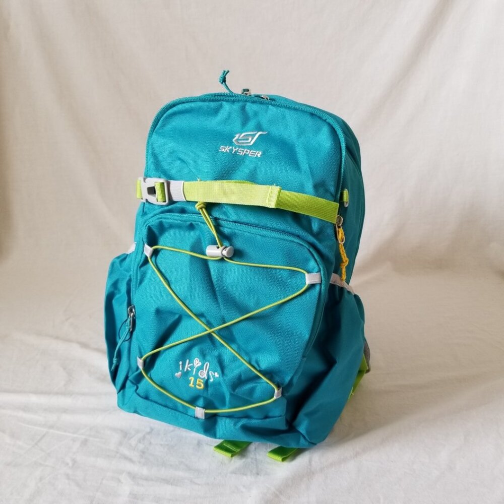 NWT! Skysper 15L Kids Turquoise Backpack Ergonomic Design, Chest Strap, Pockets
